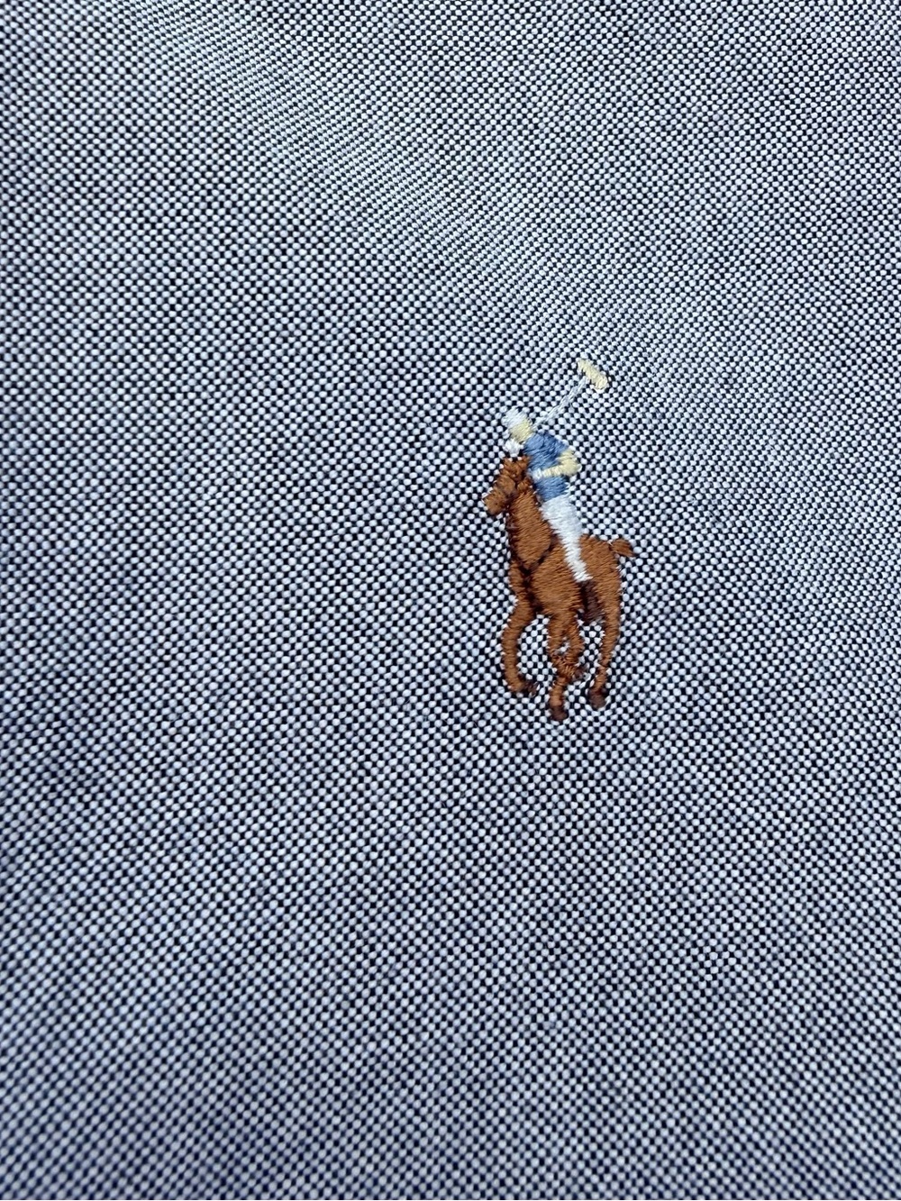 VTG Ralph Lauren Chambray L 16.5 34/35 EUC Flesh Pony Preppy Classic Fit Boxy - Picture 13 of 14